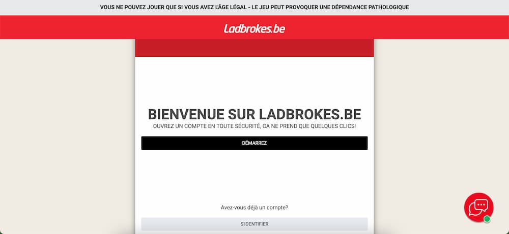 Bonus Ladbrokes Belgique - Inscription