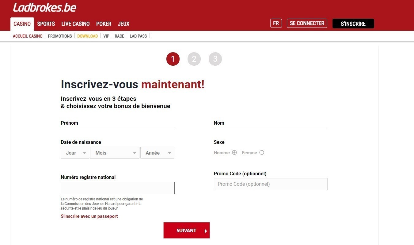 Inscription Ladbrokes