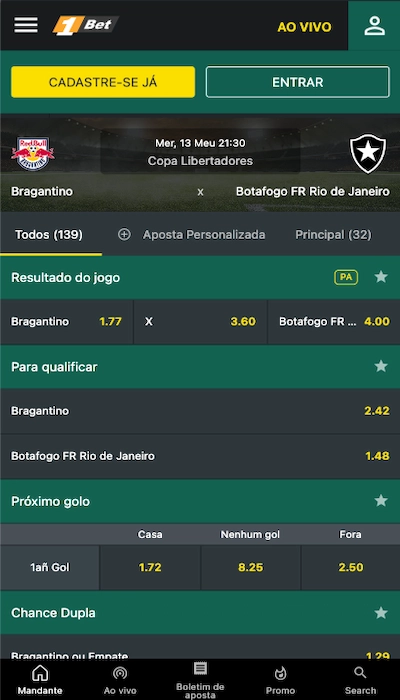 1bet odds mobile BR