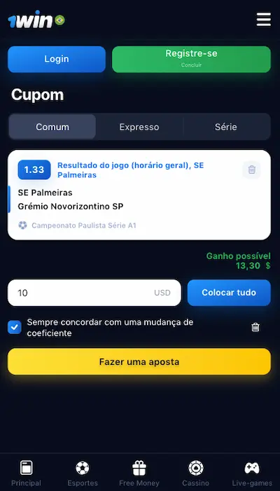 1win cupom mobile BR