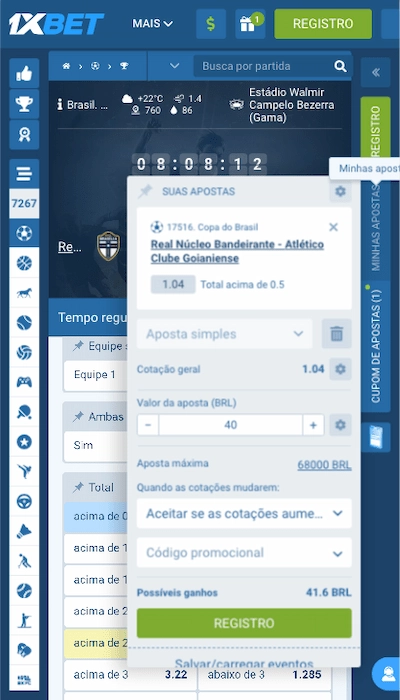 1xBet cupom mobile BR