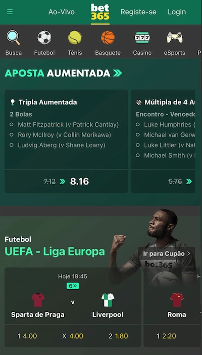 Bet365 homepage mobile BR