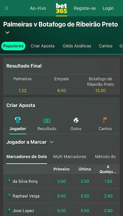 Bet365 odds mobile BR