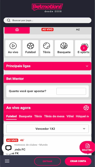 Betmotion homepage mobile BR