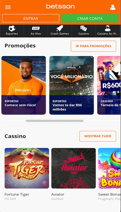 Betsson homepage mobile BR