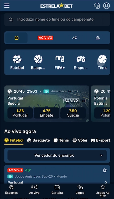 Estrela Bet homepage mobile BR