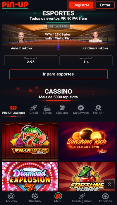 Pin-Up Bet homepage mobile BR