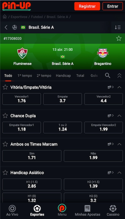 Pin-Up Bet odds mobile BR