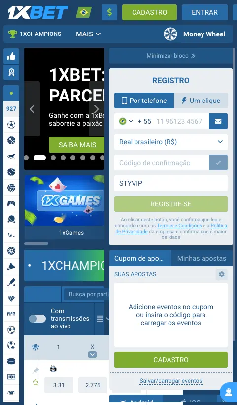 1xBet use o codigo 