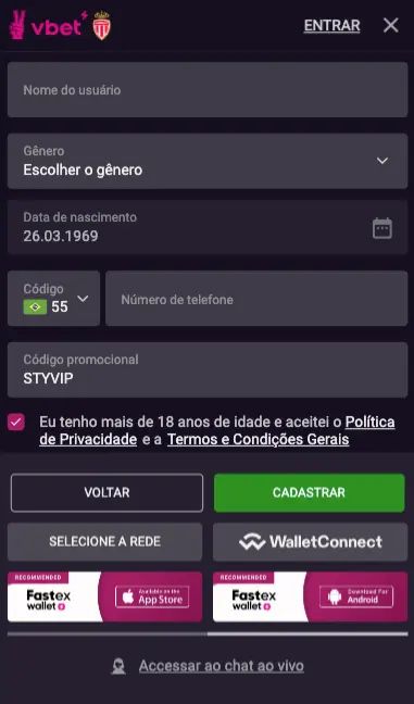 Código promocional Vbet