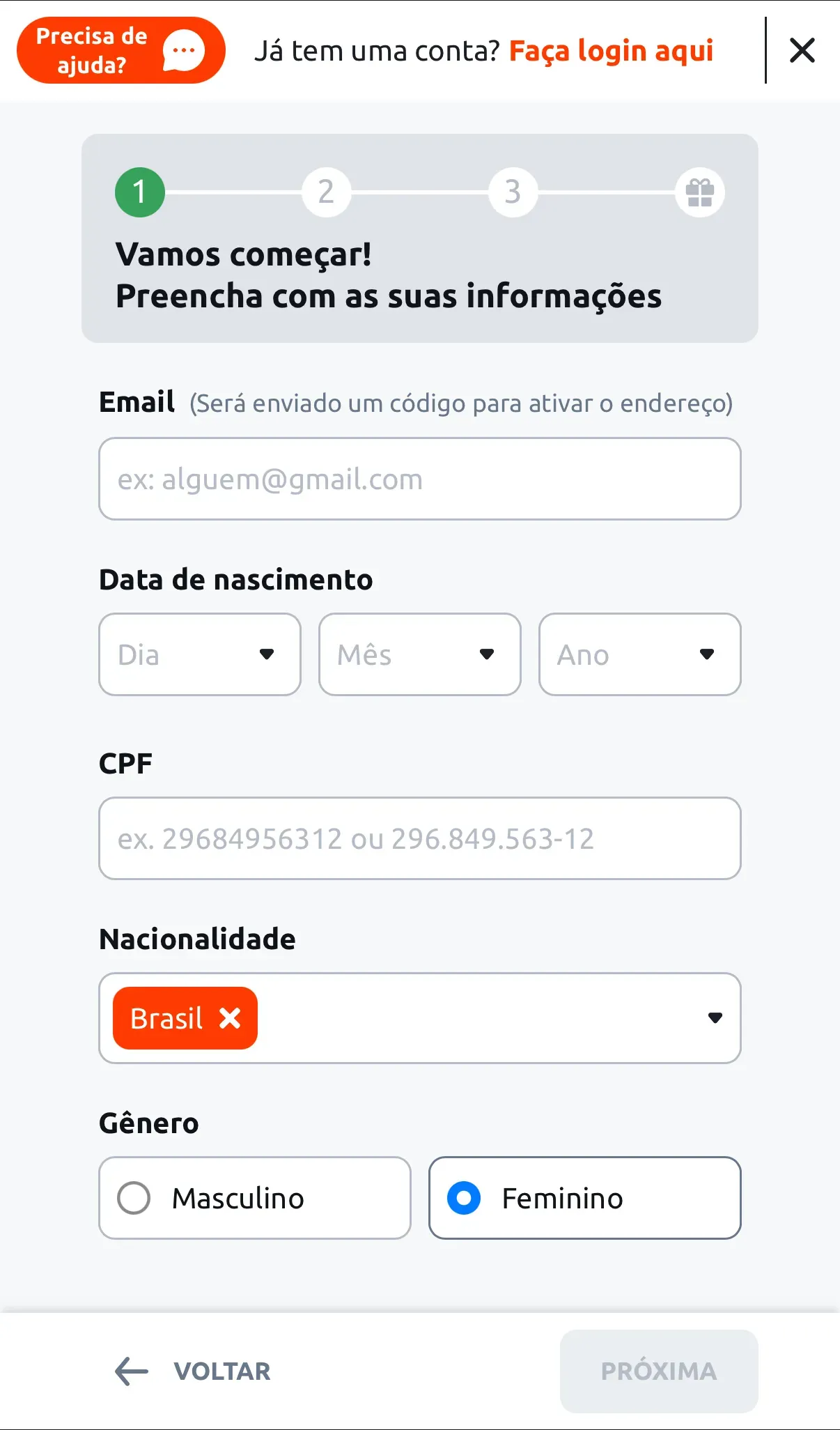 Inscrição App Betano 1