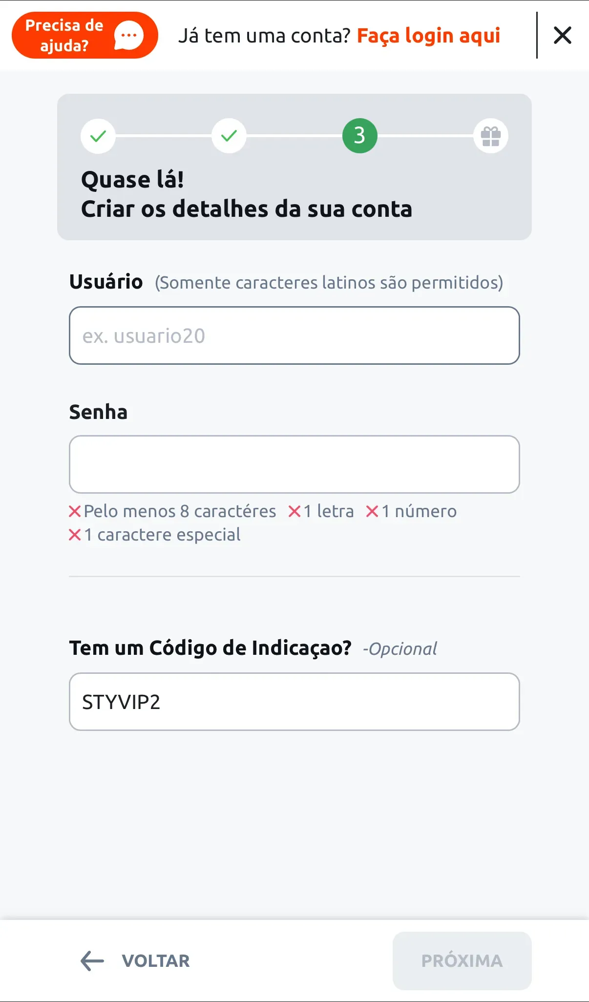 Inscrição App Betano 2