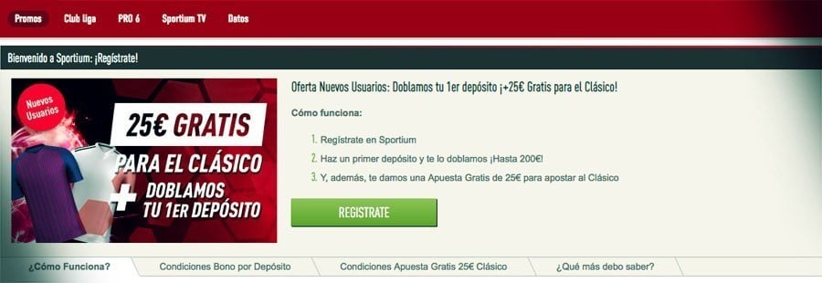 25€ gratis para El Clásico Promoción Sportium