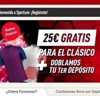 image ¡Sportium te dobla tu primer depósito y te regala 25 euros para el clásico!