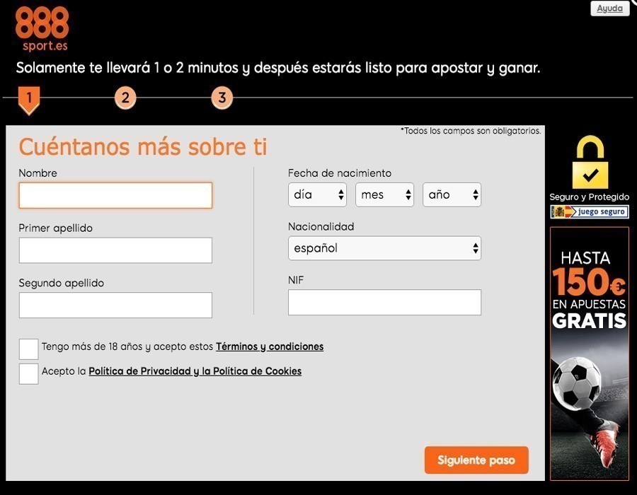 Registrarse en 888sport