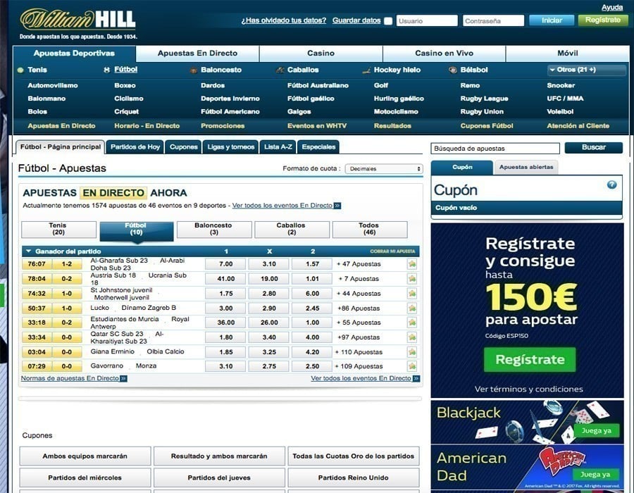 William Hill Fútbol: oferta de apuestas