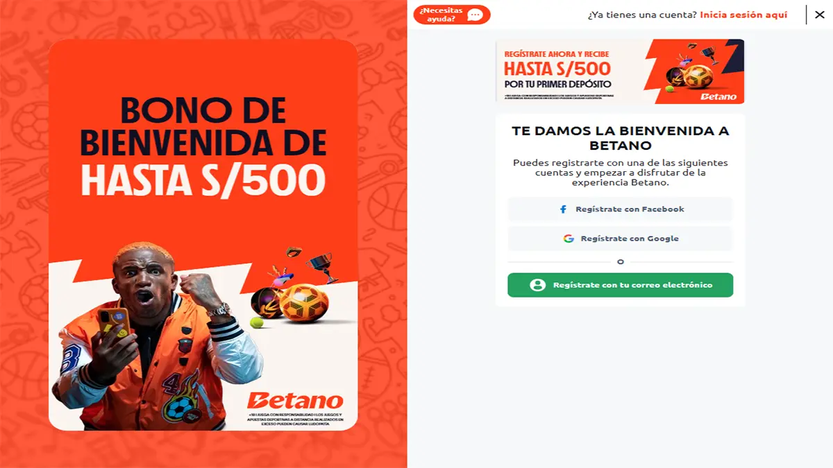 Registrate en Betano