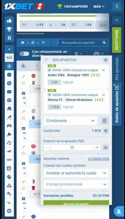 1xBet apuestas combinadas