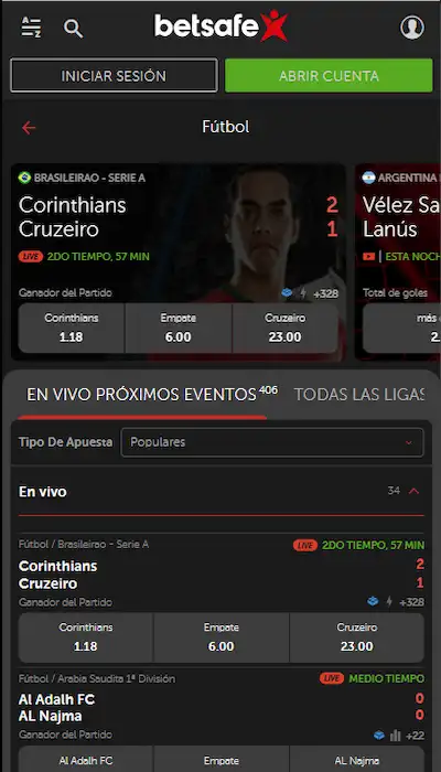 Betsafe lista de partidos