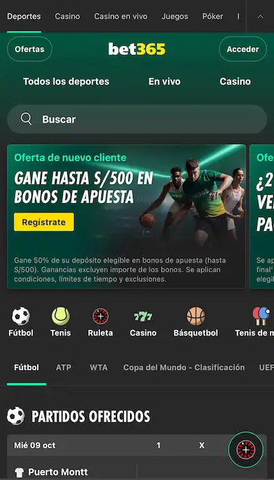 Bet365 Perú página principal