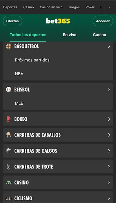 Bet365 Perú deportes