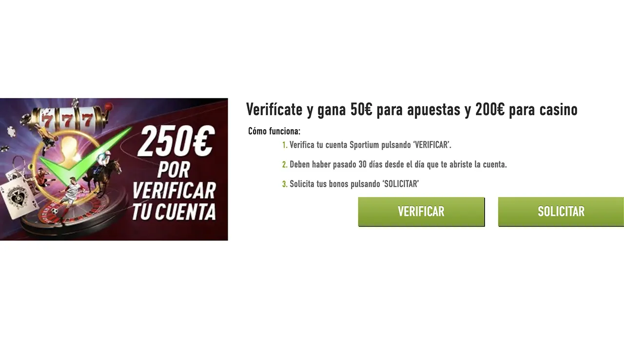 Sportium - 250€ por verificar tu cuenta
