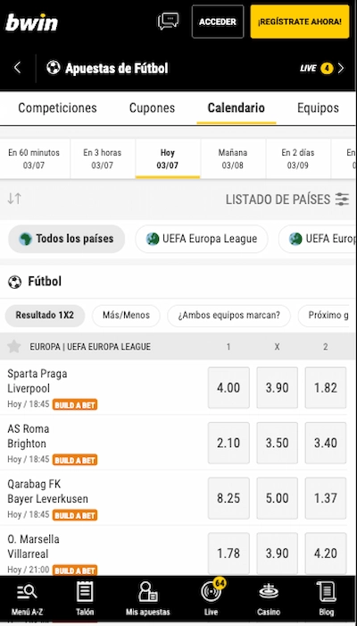 Bwin partidos