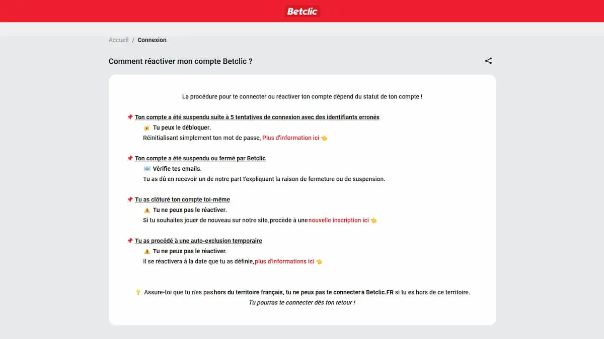 Comment réactiver son compte Betclic