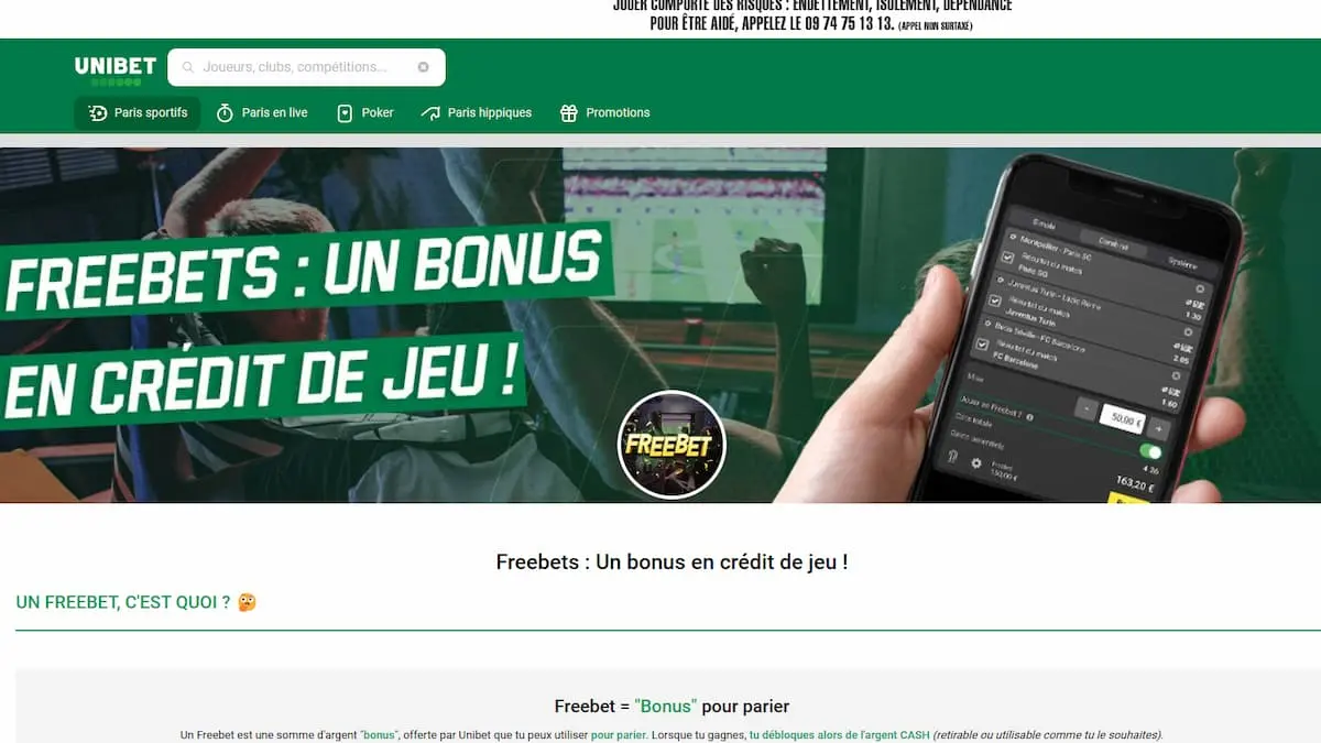 Paris gratuits Unibet - Utilisation