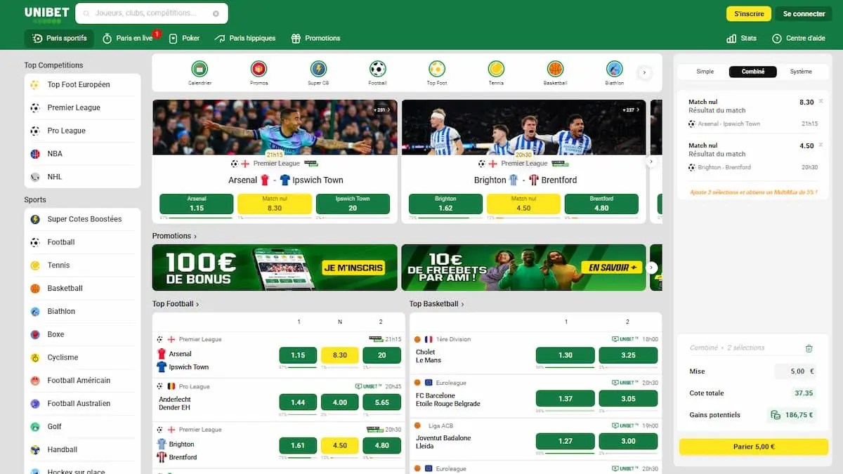 Comment parier sur Unibet