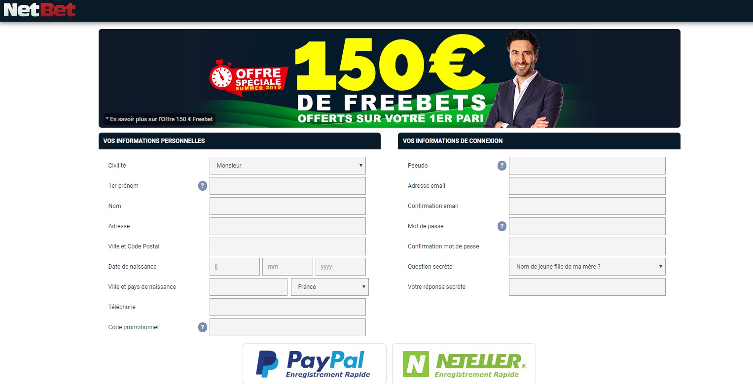 Inscription Netbet