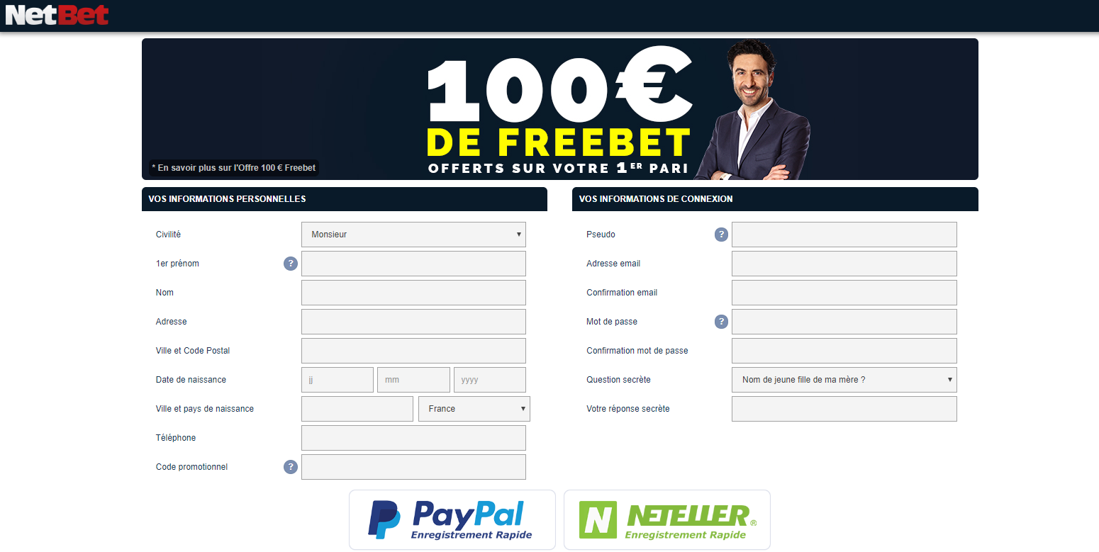 Inscription Netbet