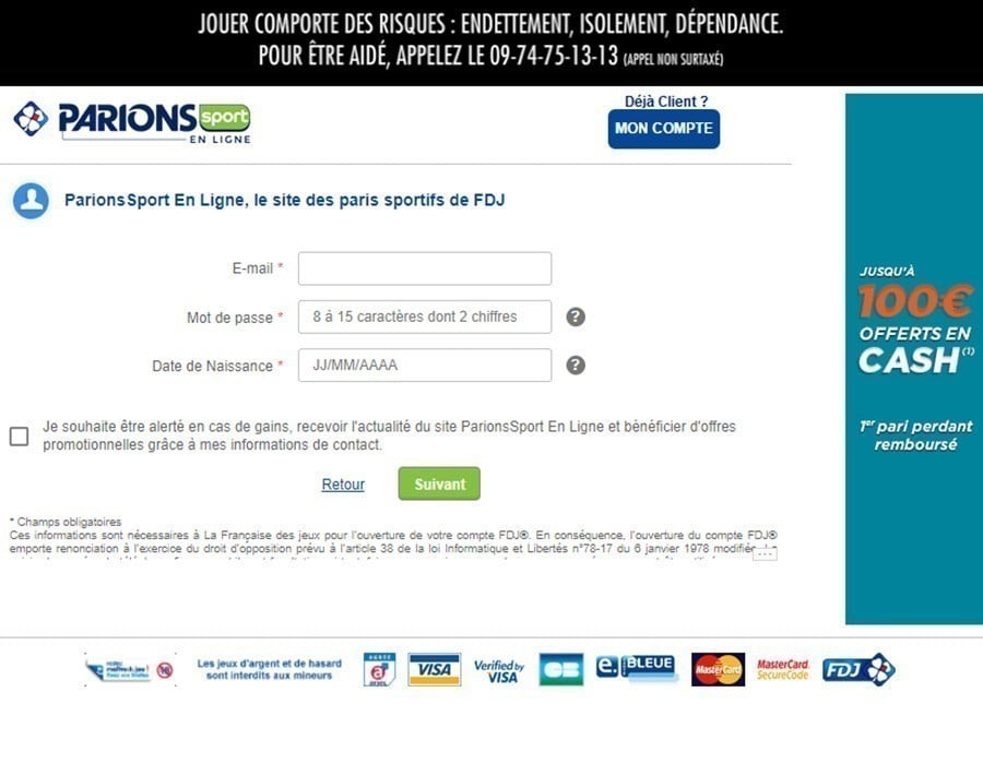inscription parions sport en ligne
