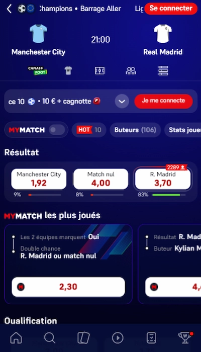 Fiche match Winamax