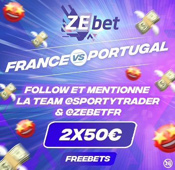 image 2 x 50€ de freebets ZEbet à gagner !