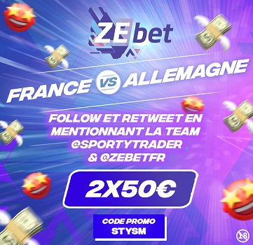 image 2 x 50€ de freebets ZEbet à gagner sur Twitter !
