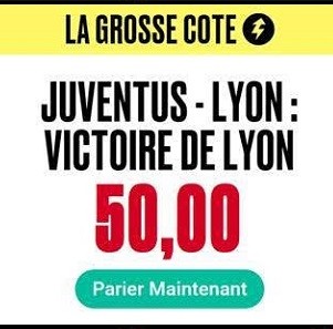 image Cote de 50.00 pour Lyon chez Pokerstars Sports !