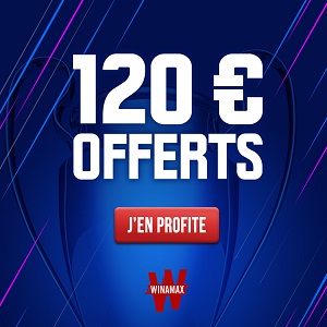 120€ offerts au lieu de 100€ chez Winamax !