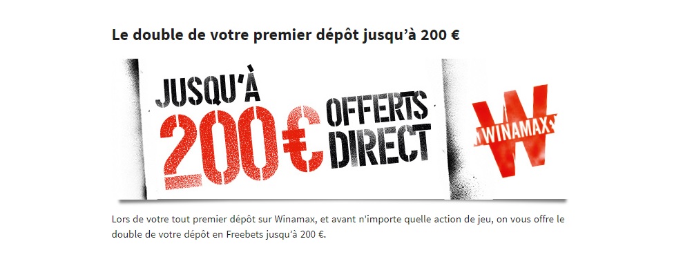 Bonus Winamax 200€