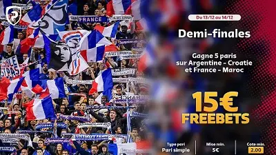 15€ de Freebets à remporter sur les demi-finales de la Coupe du Monde chez France Pari !