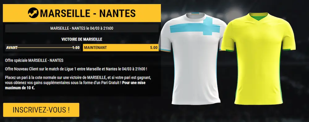 Cote boostée Bwin Marseille Nantes