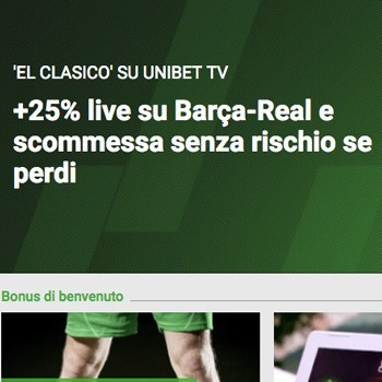 image Doppio bonus Unibet per Barça-Real | STREAMING TV