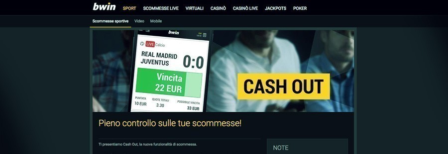 Cash out bwin
