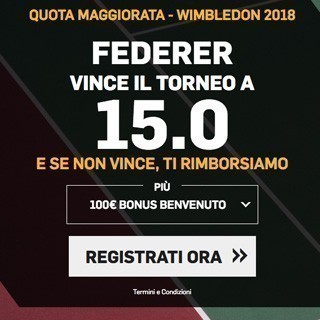 Wimbledon - La quota di Federer a 15.00!!!