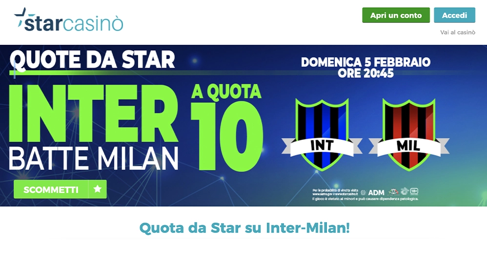 Inter Milan superquota Starcasino