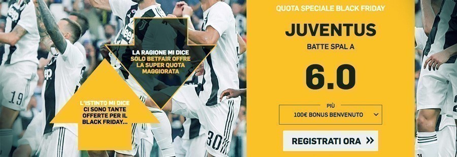 Quota maggiorata Juventus Spal Betfair