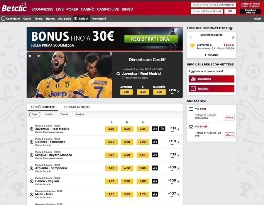 Betclic scommesse