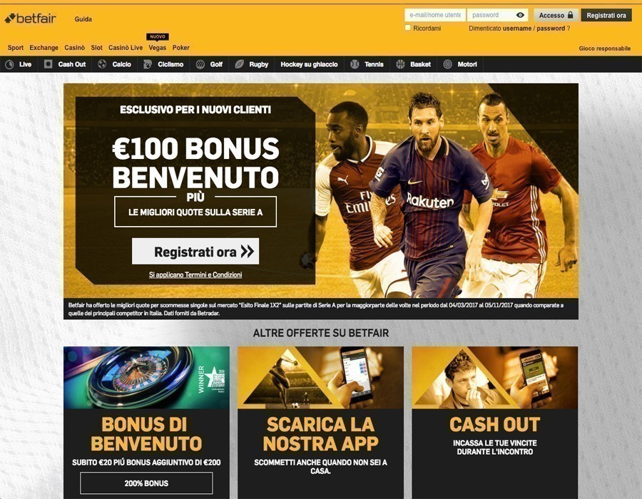 Betfair sito web