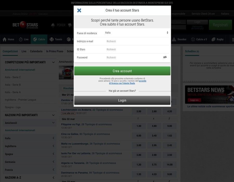 Betstars account