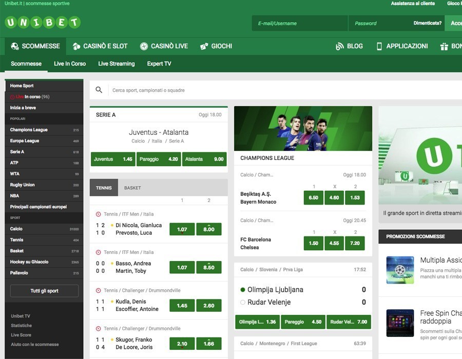 Palinsesto Unibet